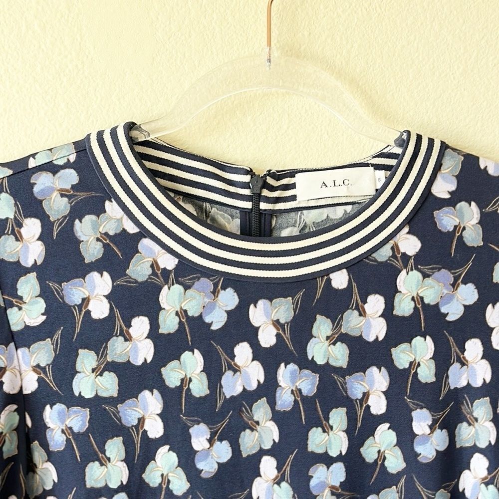 A.L.C. Floral Print 100% Silk Sheath Long Sleeve Dress - Picture 3 of 15